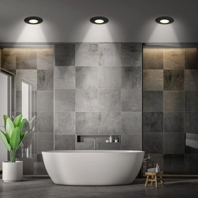 Afbeelding van Briloner Klira Set van 3 badkamerspots 230V 7588035 CTS schakelaar Ra90 hoge kleurvastheid Spatwaterdicht Behuizing 50 % gerecycled materiaal Plat 9 x cm Zwart