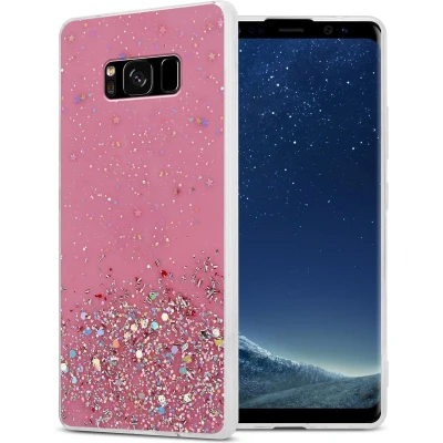 Afbeelding van Cadorabo Hoesje geschikt voor Samsung Galaxy S8 PLUS in Roze met Glitter Beschermhoes van flexibel TPU silicone fonkelende glitters Case Cover Etui
