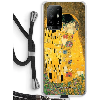 Afbeelding van Case Company® hoesje met Koord geschikt voor Oppo A94 5G Der Kuss Telefoonhoesje Zwart Bescherming aan alle Kanten en Over de Schermrand