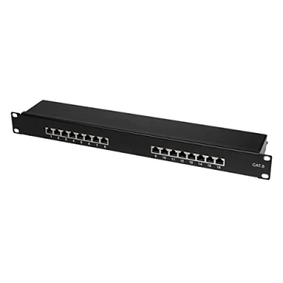 Afbeelding van LogiLink NP0057 16 poorten Patchpaneel 483 mm (19) CAT 6 1 HE Zwart