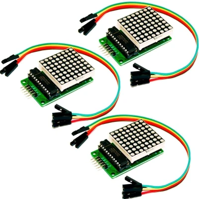 Afbeelding van AZDelivery 3 x MAX7219 8x8 1 Dot Matrix MCU LED Display Module compatibel met Arduino Inclusief E Book!