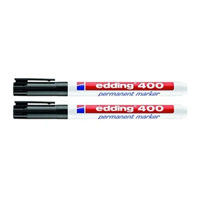 Afbeelding van edding Permanent marker 400 01 zwart (1 mm, 2 stuks)