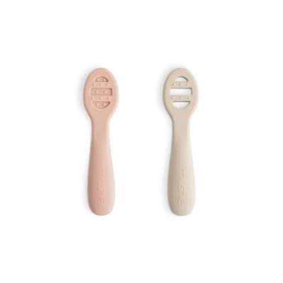 Afbeelding van Mushie siliconen babylepels blush &amp; shifting sand 2st