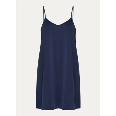 Afbeelding van Hanro dames Nachthemd met spaghettibandjes in de kleur Donkerblauw, maat: XS