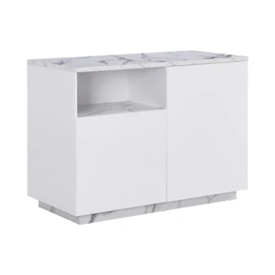 Afbeelding van Centraal keukeneiland met 2 deuren en 1 nis van mdf Marmereffect CORELINA L 120 cm x H 90 D 60