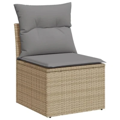 Afbeelding van Tuinbank zonder armleuning met kussens poly rattan beige