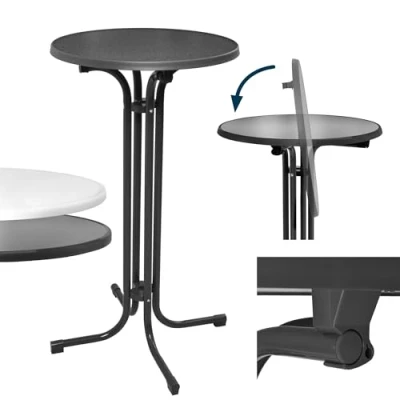 Afbeelding van Beautissu Bellini Inklapbaar Statafel Rond Ø 60 cm Grijs Outdoor Tafel Weerbestendig Hittebestendigheid Eenvoudige Montage Voorgemonteerd