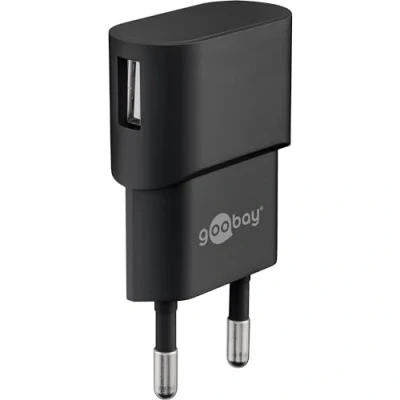 Image de Goobay 44947 Bloc d&#039;alimentation USB pour prise 1 A (5 W) / avec entrée latérale/pour câble de charge smartphone/fiche USB/adaptateur