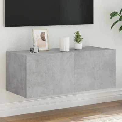 Afbeelding van Tv wandmeubel met LED verlichting 80x35x31 cm betongrijs