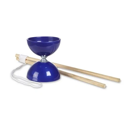 Afbeelding van BS Toys Diabolo Rubber Speelgoed Buitenspeelgoed Voor Kinderen Met Houten Stokjes Jongens en Meisjes Vanaf 6 Jaar Blauw Circus Buiten Buitenspel Spellen Tuin Cadeau kind