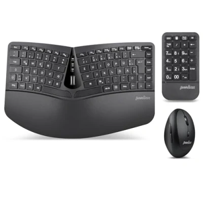 Afbeelding van Perixx Ergonomisch Set met toetsenbord en muis Radiografisch QWERTZ, Duits Zwart