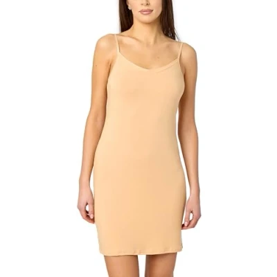 Afbeelding van Merry Style MS MS10 315 UW Dames Onderjurk Nachthemd kort V neck verstelbare Spaghetti bandjes Viscose Zand S