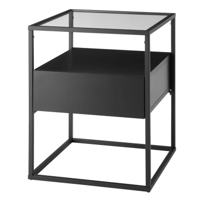 Afbeelding van Nova Design Evora Bijzettafel Glas Zwart
