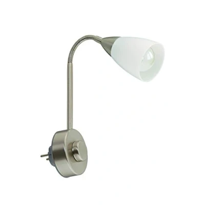 Afbeelding van BRILONER Stekkerlamp flex arm 1xE14 leeslamp draaidimmer mat nikkel metaal 25W