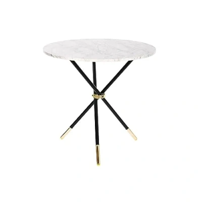 Afbeelding van Bijzettafel DKD Home Decor Wit Zwart Gouden Metaal Hout MDF 80 x 76 cm