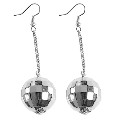 Image de W WIDMANN MILANO Party Fashion 03526 Boucles d&#039;oreilles boule disco, bijoux, disco fever, carnaval, fête à thème
