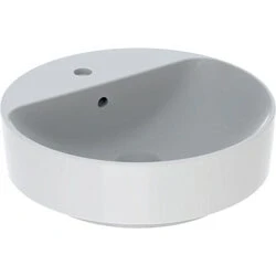 Afbeelding van Geberit VariForm opzetwastafel rond 45 cm 1 kraangat zonder overloop KeraTect, wit