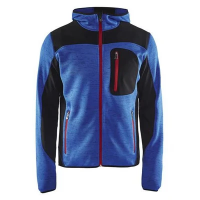 Image de Veste tricotée à capuche bleu roi/noir