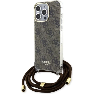 Afbeelding van Guess 4G Printed Crossbody Back Case Geschikt voor Apple iPhone 15 Pro Max (6.7&quot;) Bruin
