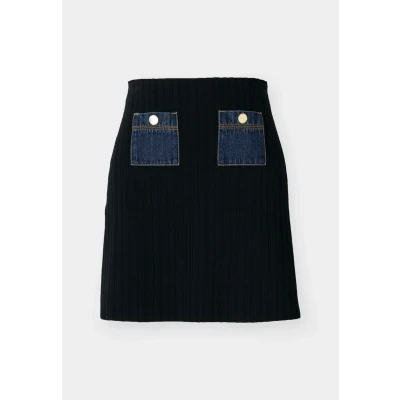 Afbeelding van Sandro dames Ribgebreide minirok met sierknopen in de kleur Donkerblauw, maat: 36