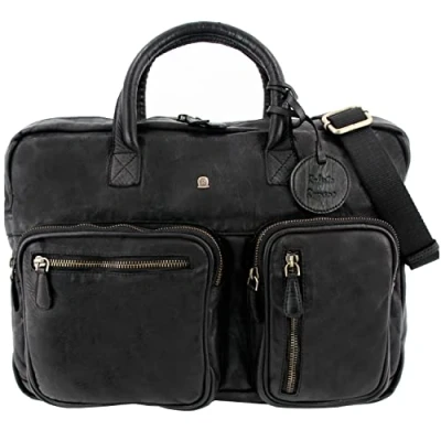 Afbeelding van Juscha Ju 48201 Laptop Aktetas Roberto Romano Roma Zwart, Echt Leer 29X40X10Cm