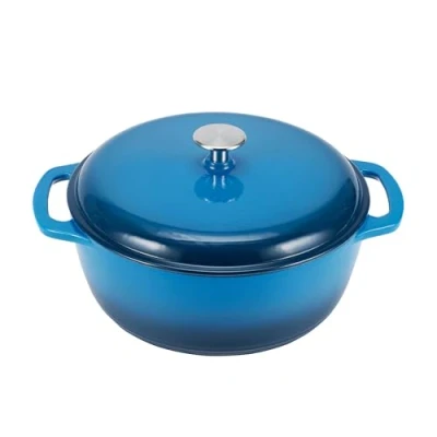Afbeelding van Amazon Basics Ronde kookpan van geëmailleerd gietijzer, 7 l, blauw