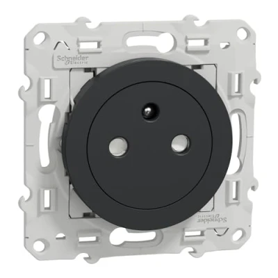 Afbeelding van Schneider Electric Odace 2P+T vlak stopcontact antraciet snelle aansluiting S540052