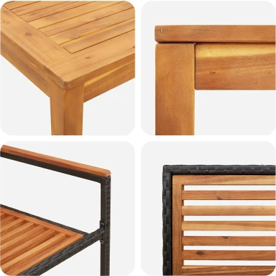 Afbeelding van vidaXL 3 delige Tuindining Set Zwart Poly Rattan Acacia