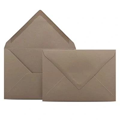 Afbeelding van Colours 4 you Enveloppen, DIN C6, taupe, 11,4 x 16,2 cm, enveloppen met natte sluiting, 80 g/m², puntige klep, zonder venster