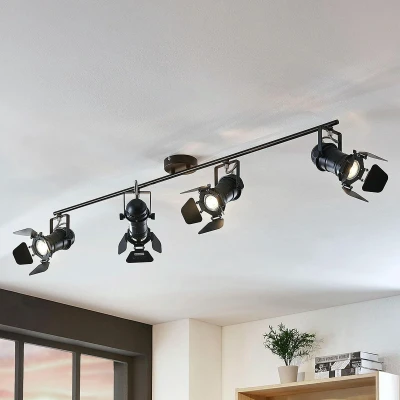 Afbeelding van Lindby plafondlamp 4lichts metaal H: 26.5 cm GU10 zwart