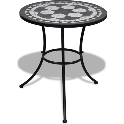 Afbeelding van Bistrotafel 60 cm mozaïek zwart en wit