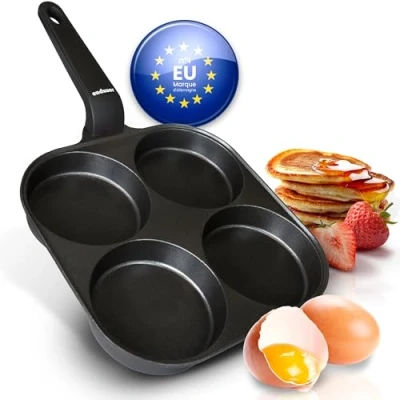Afbeelding van endusor Braadpan voor eieren, geschikt inductie, 21 cm, eierpan en pannenkoeken, met antiaanbaklaag, gas, glaskeramiek, elektrisch, eierpan, pannenkoeken