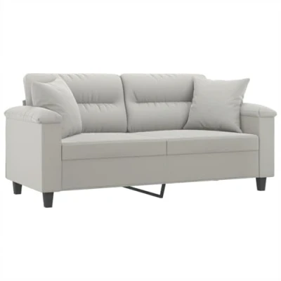Image de vidaXL Canapé 2 places avec oreillers gris clair 140 cm3200972