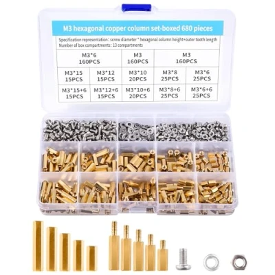 Afbeelding van 680 Stks M3 Messing Hex Kolom Spacer Moer, Zeshoekige Schroefdraad Mannelijk Vrouwelijke Koperen Bouten, voor Moederbord PCB