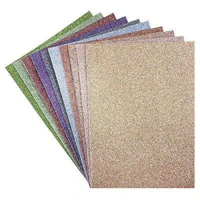 Afbeelding van 10 vellen schuim met glitter, zelfklevend, DIN A4, 2 mm, om te knutselen, ideaal knutselen (duo kleurrijke glitter)