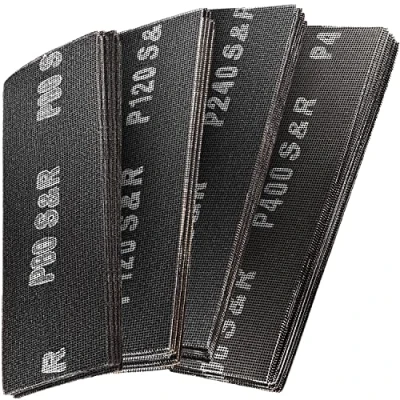 Afbeelding van S&amp;R Schuurrooster, 40 vellen, schuurpapier voor gipsplaten, korrel (10 x P80, P120, P220, P400 elk), 280 93 mm, glijders hout, metaal, plamuur, verf