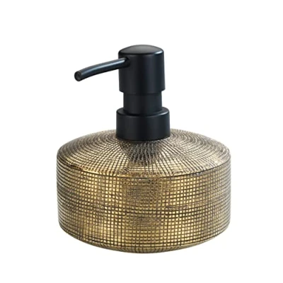 Afbeelding van Wenko Zeepdispenser Rivara keramiek vloeibare zeepdispenser, afwasmiddeldispenser, handbeschilderd inhoud: 0,4 l, keramiek, 10,5 x 12 cm, goud