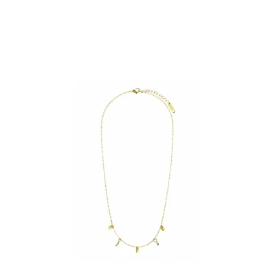 Afbeelding van Lucardi Dames Stalen goldplated Ketting met amethyst Staal Goudkleurig 45 cm