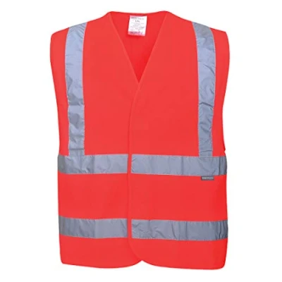 Afbeelding van Portwest Twee strepen hoge zichtbaarheid vest met bandjes, maat: L/XL, kleur: rood, C470RERL/XL