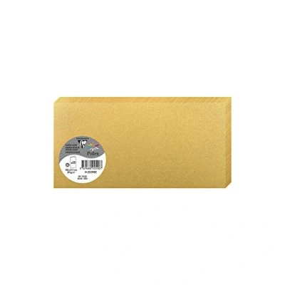 Afbeelding van Clairefontaine 22590C verpakking met 25 dubbele kaarten formaat DL (10,6 x 21,3 cm) 210 g/m² kleur: goud uitnodigingskaarten voor evenementen en correspondentie Pollen serie premium