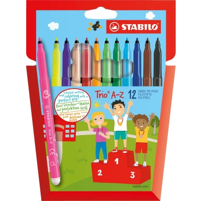 Afbeelding van STABILO Trio A Z viltstift, etui van 12 stuks in geassorteerde kleuren viltstift
