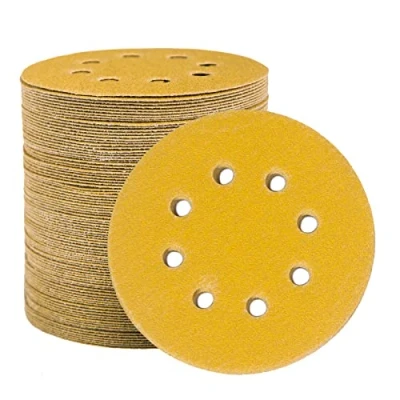 Afbeelding van STEBRUAM 100 stks 125mm schuurschijven, schuurschijven pads voor Willekeurige Orbitale Sander en Alle Oscillerende Gereedschappen, gele Haak Loop 120 Grit 8 Gat 5 Inch Rond