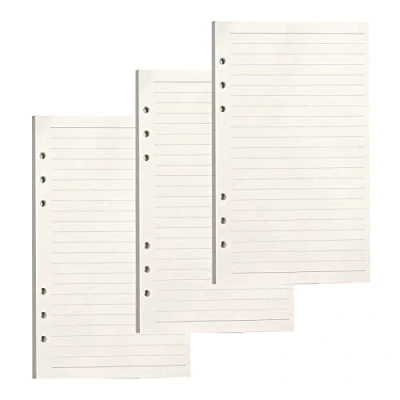 Afbeelding van PALUDO 135 vellen A6 gelinieerd papier, 6 gaten, wit navulpapier, gelinieerd, beweegbare vellen, voor A6, navulbaar, dagboek, dagboek