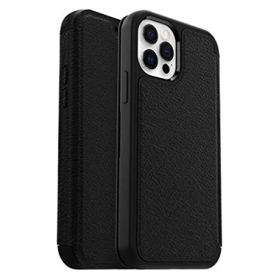 Image de OtterBox Strada Series Folio Étui à rabat pour téléphone portable cuir polycarbonate loquet métallique noir ombré Apple iPhone 12 Pro