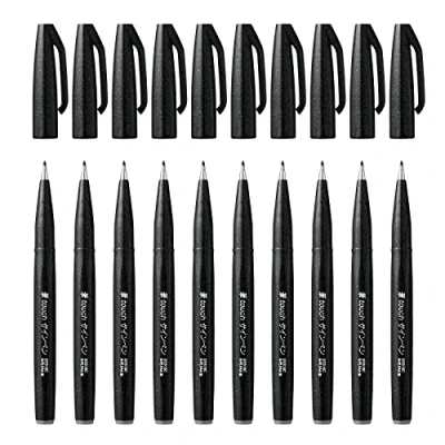 Afbeelding van Pentel brushpen Sign Pen Brush Touch, zwart 10 stuks