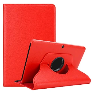 Afbeelding van Cadorabo Tablet Hoesje geschikt voor Samsung Galaxy Tab 4 (10.1 inch) in KLAPROOS ROOD Beschermhoes ZONDER auto Wake Up, met stand functie en elastische band sluiting Book Case Cover Etui