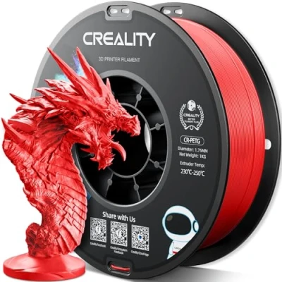 Afbeelding van YOOPAI Officieel Creality PETG filament voor 3D printers, 1,75 mm, 1 kg, hoge precisie, sterke taaiheid, geurloos, beste stroom, vochtbestendig printen (rood)