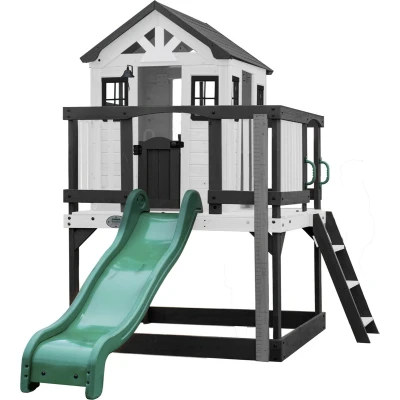 Afbeelding van Backyard Discovery Sweetwater Heights Speelhuis met glijbaan Speelkeuken Zandbak Speeltoestel verdieping en ladder voor kinderen