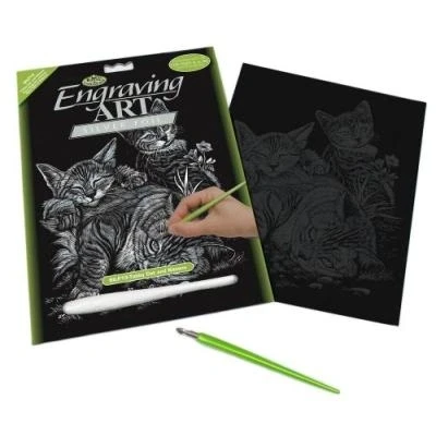 Image de ROYAL &amp; LANGNICKEL SILF13 GRAVURE D&#039;ART ARC ARGENT TAILLE A4 CHAT TIGRÉ/CHATONS