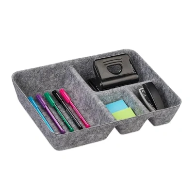 Afbeelding van Relaxdays lade organizer vilt 6,5 x 32 25 cm 4 vakken lichtgrijs